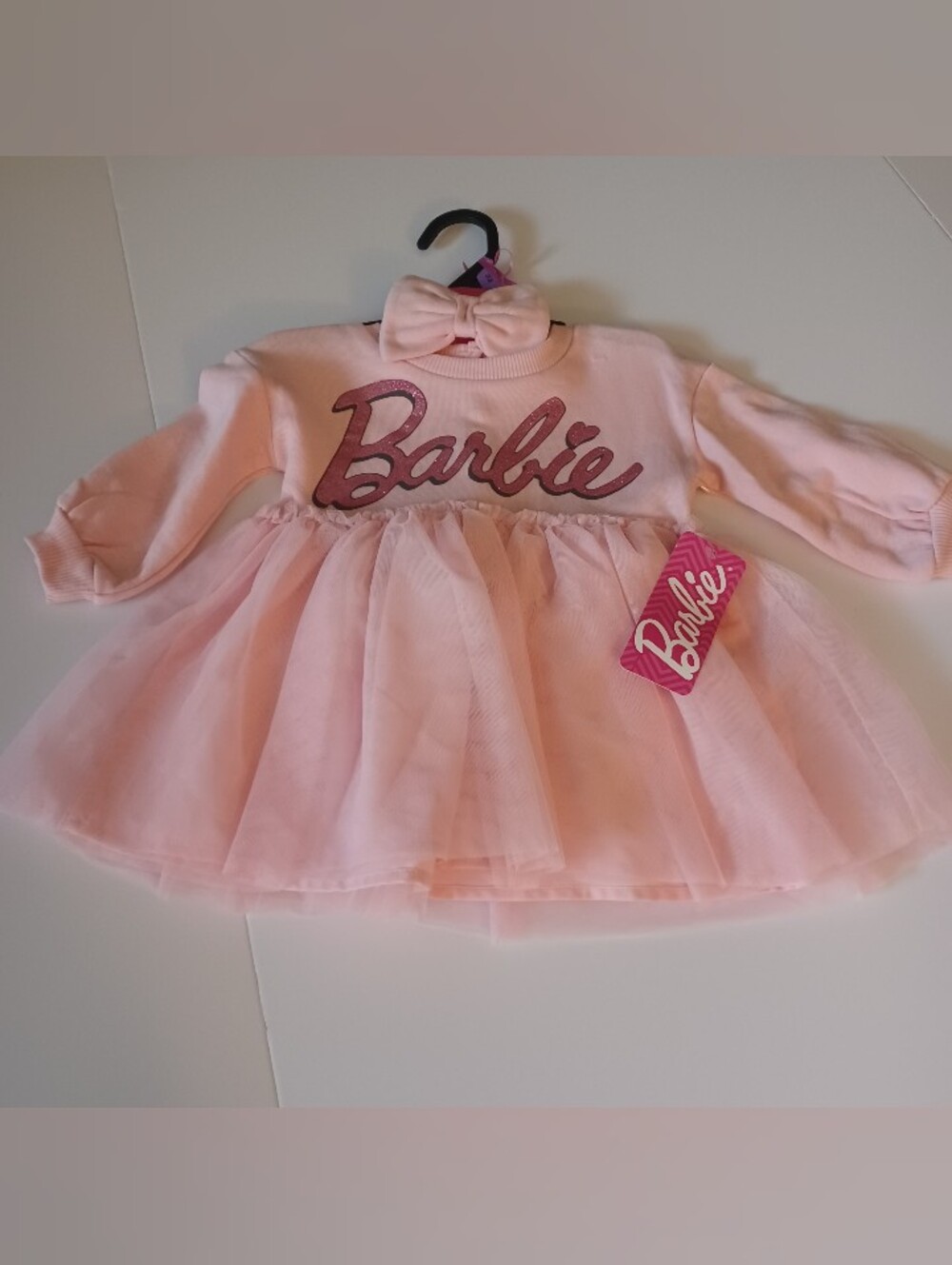 Barbie 2pc Sweatshirt Dress Sz 12M + Headband
